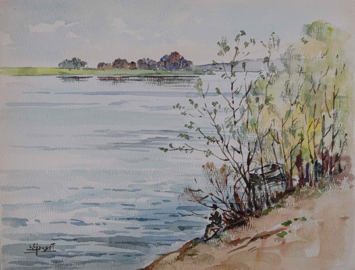 Etienne GAUDET - Original painting - Watercolor - Edge of the Loire 21