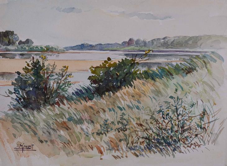 Etienne GAUDET - Original painting - Watercolor - Edge of the Loire 22
