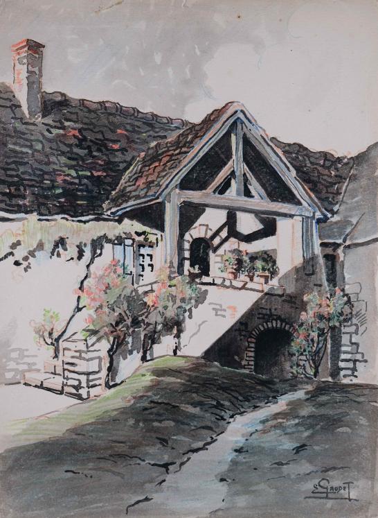 Etienne GAUDET - Original painting - Watercolor - House