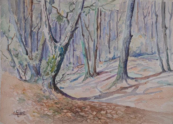 Etienne GAUDET - Original painting - Watercolor - Russy Forest, Loire Valley