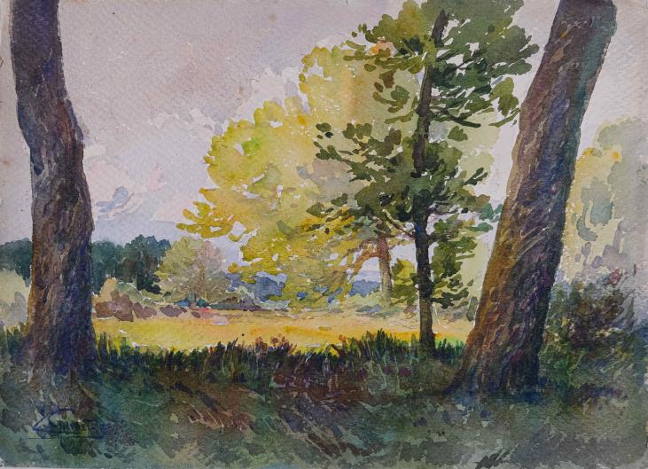 Etienne GAUDET - Original painting - Watercolor - Loire Valley Forest