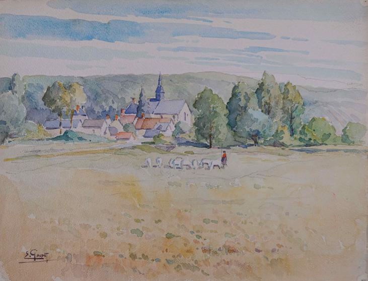 Etienne GAUDET - Original painting - Watercolor - Chailles