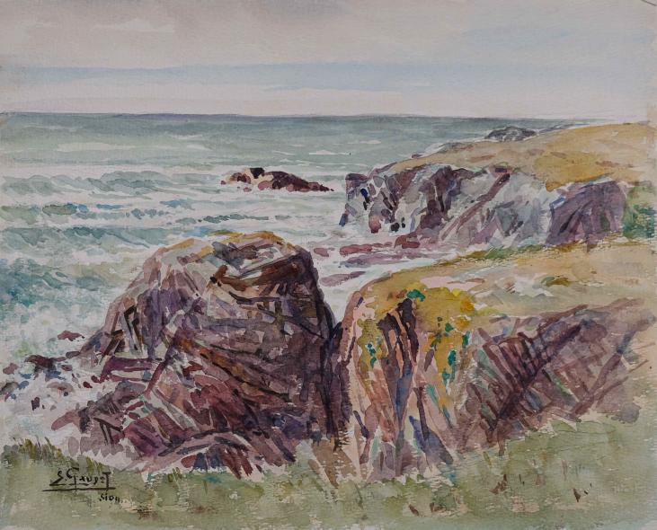 Etienne GAUDET - Original painting - Watercolor - Sea of Sion