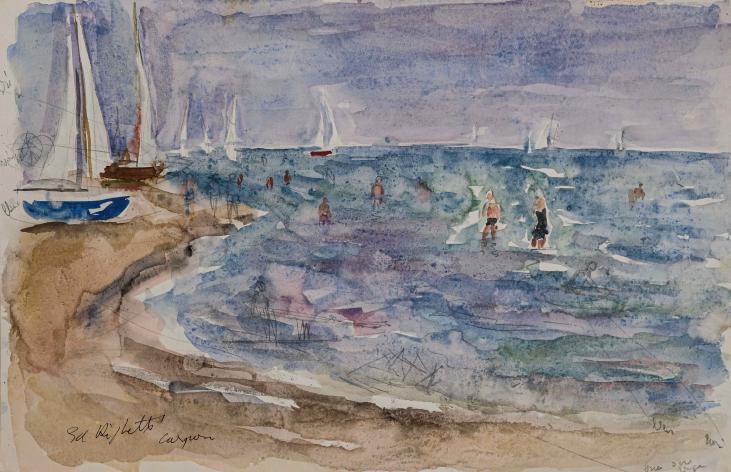 Edouard RIGHETTI  - Original painting - Watercolour - View On The Sea in Carnon