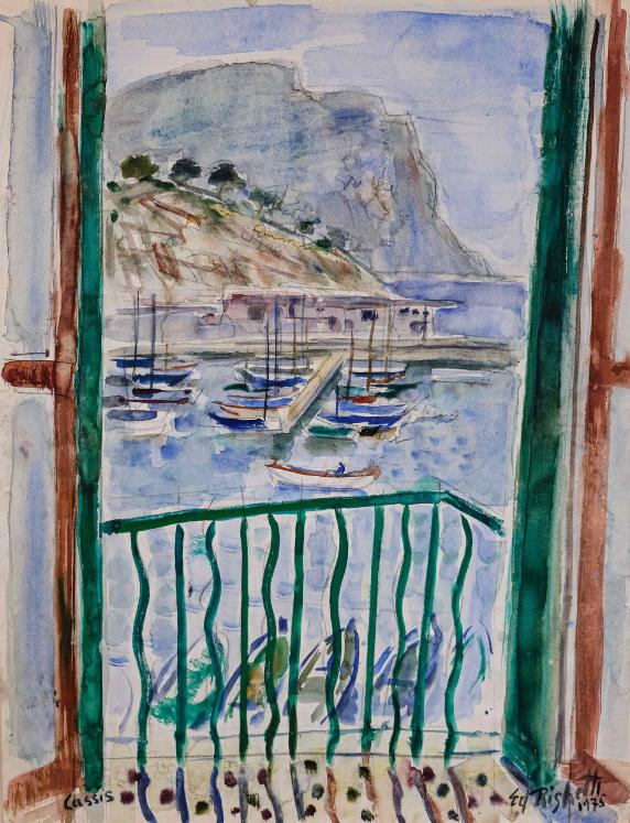 Edouard RIGHETTI  - Original painting - Watercolour - Window in Cassis