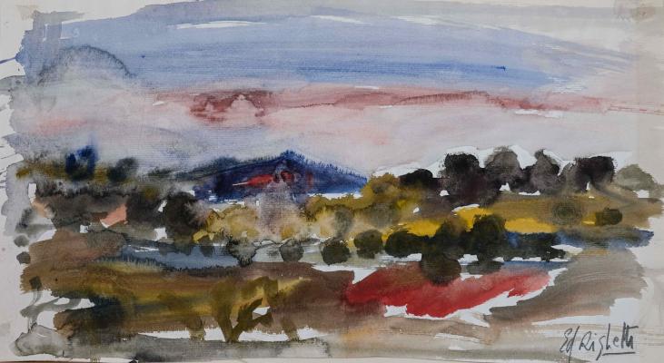 Edouard RIGHETTI  - Original painting - Watercolour - Southern Landscape