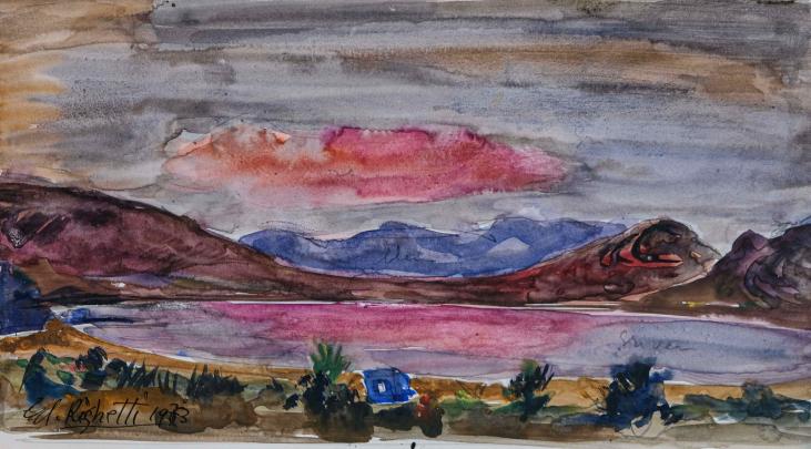 Edouard RIGHETTI  - Original painting - Watercolour - Salagou Lake