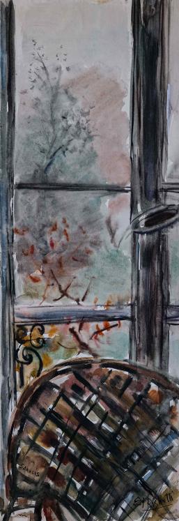 Edouard RIGHETTI  - Original painting - Watercolour - Window in Sanois