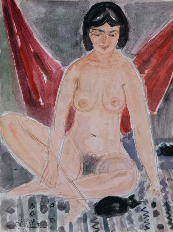 Edouard RIGHETTI  - Original painting - Watercolor - Naked