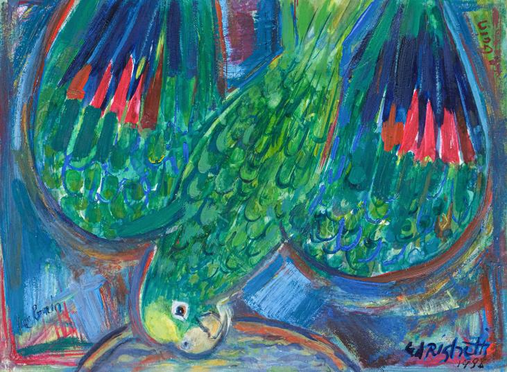 Edouard RIGHETTI  - Original painting - Gouache and pastel - Parrot
