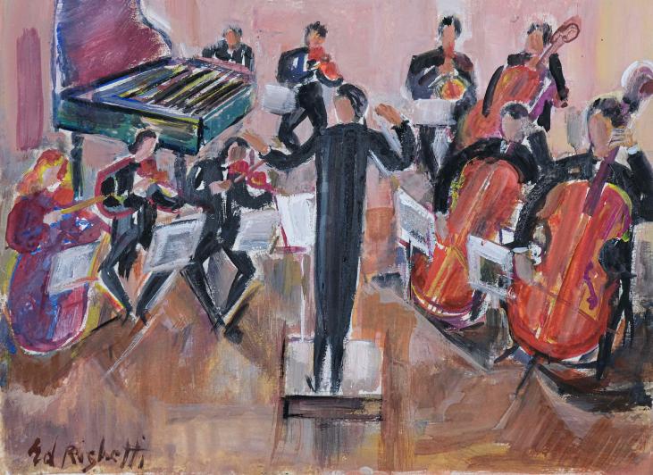 Edouard RIGHETTI  - Original painting - Gouache - Orchestra