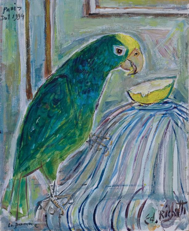 Edouard RIGHETTI  - Original painting - Watercolor - The Parrot