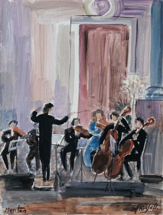 Edouard RIGHETTI  - Original painting - Watercolour Gouache -  Menton Festival