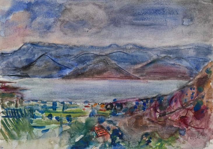 Edouard RIGHETTI  - Original painting - Watercolour - Salagon lake
