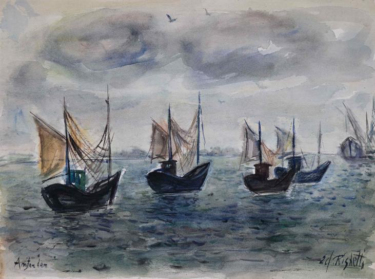 Edouard RIGHETTI  - Original painting - Watercolour - Amsterdam