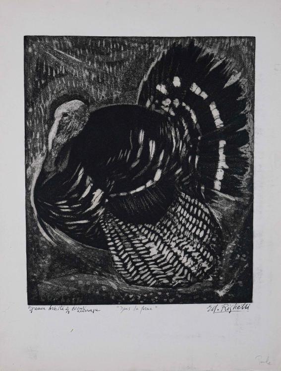 Edouard RIGHETTI - Original Print - Etching -  The turkey