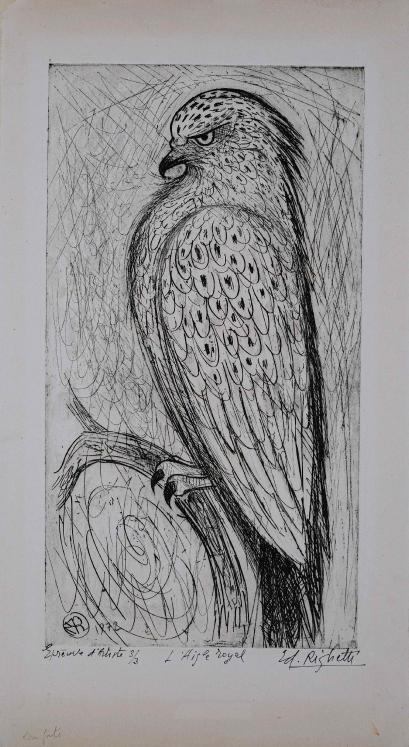 Edouard RIGHETTI - Original Print - Etching -  The golden eagle