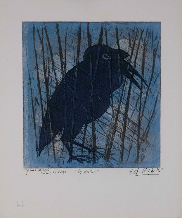 Edouard RIGHETTI - Original Print - Etching -  The Hornbill