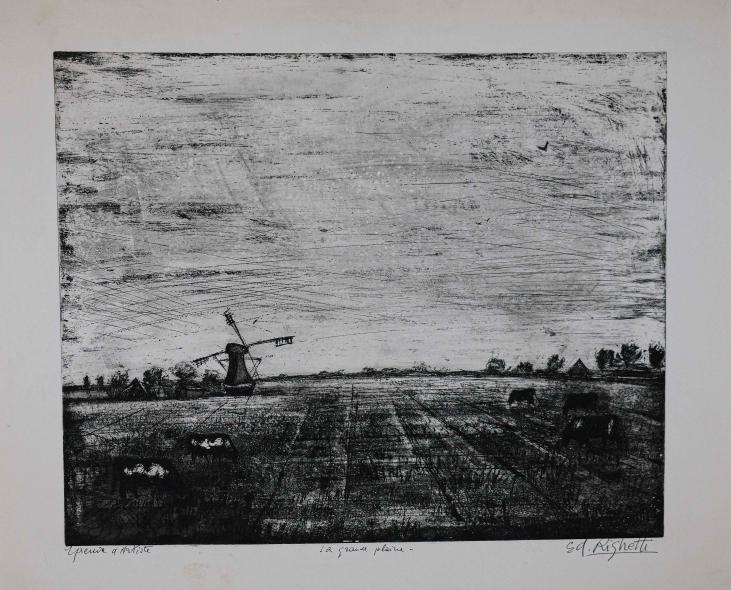 Edouard RIGHETTI - Original Print - Etching - The great plain