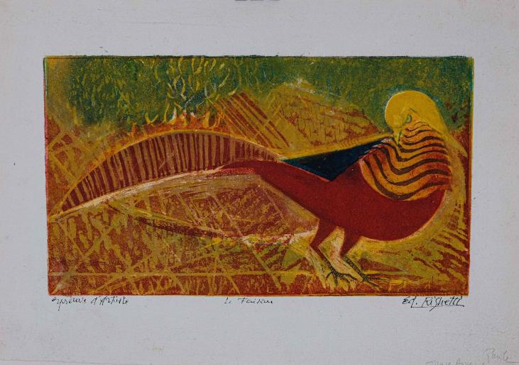 Edouard RIGHETTI - Original Print - Etching - The Pheasant