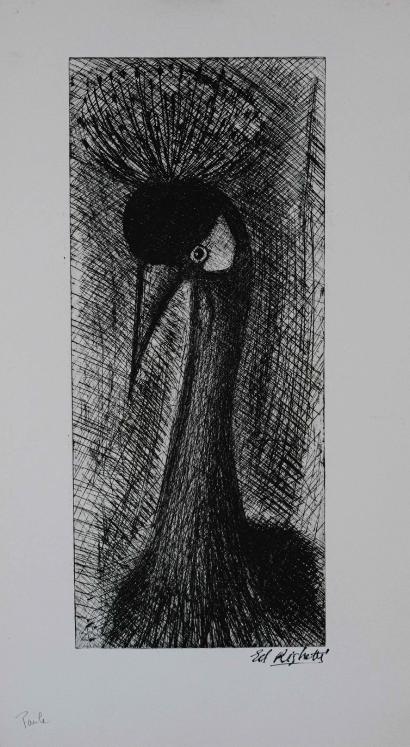 Edouard RIGHETTI - Original Print - Etching - The peacock