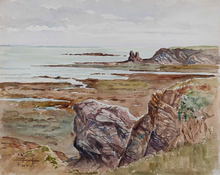 Etienne GAUDET - Original painting - Watercolor - Sea in Saint-Gilles-Croix-de-Vie