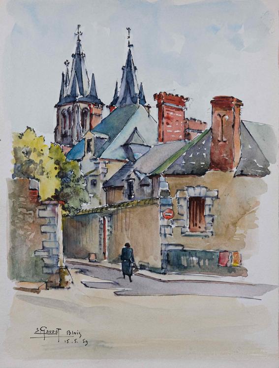 Etienne GAUDET - Original painting - Watercolor - Blois 31