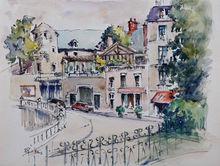 Etienne GAUDET - Original painting - Watercolor - Blois 32
