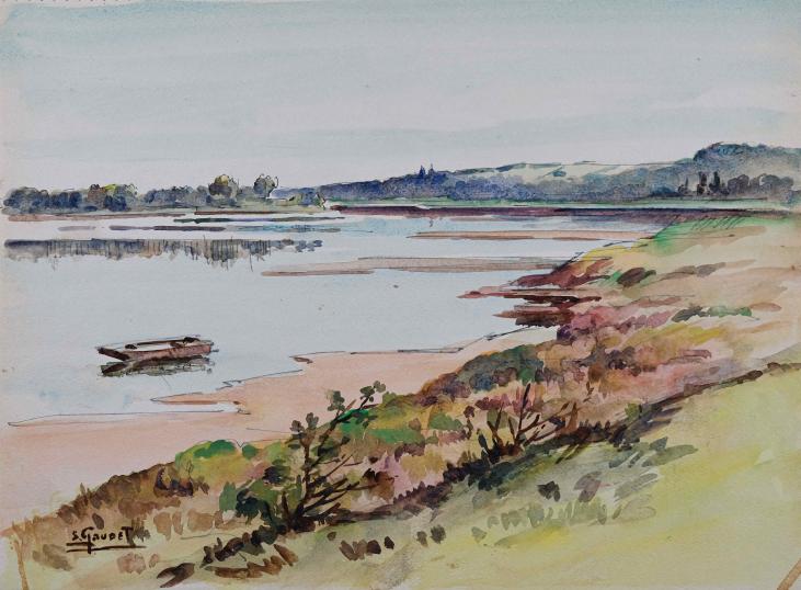 Etienne GAUDET - Original painting - Watercolor - Loire Valley landscape 3