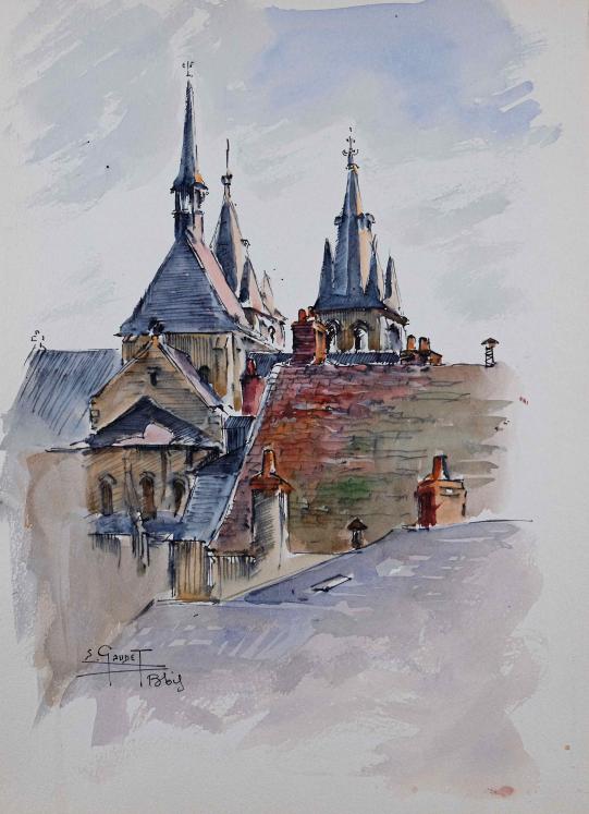 Etienne GAUDET - Original painting - Watercolor - Blois 37