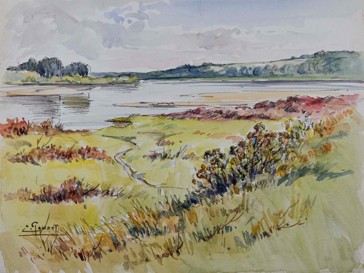 Etienne GAUDET - Original painting - Watercolor - Loire Valley landscape 8