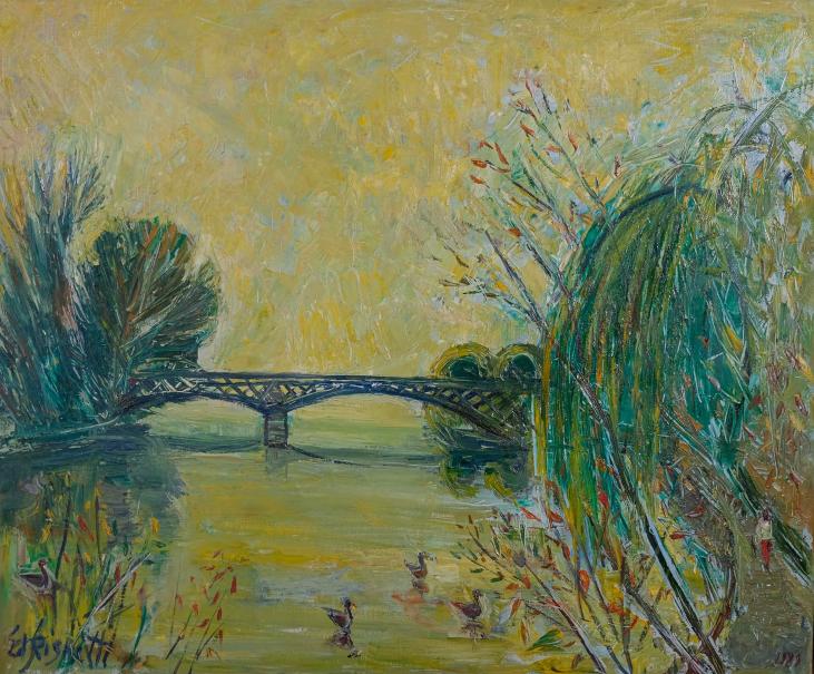 Edouard RIGHETTI  - Original painting - Oil - The Bonneuil Bridge