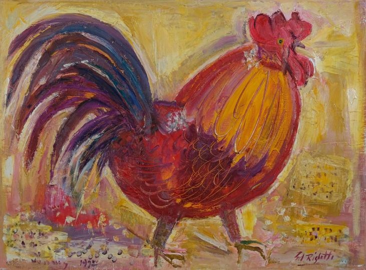 Edouard RIGHETTI  - Original painting - Oil - The rooster