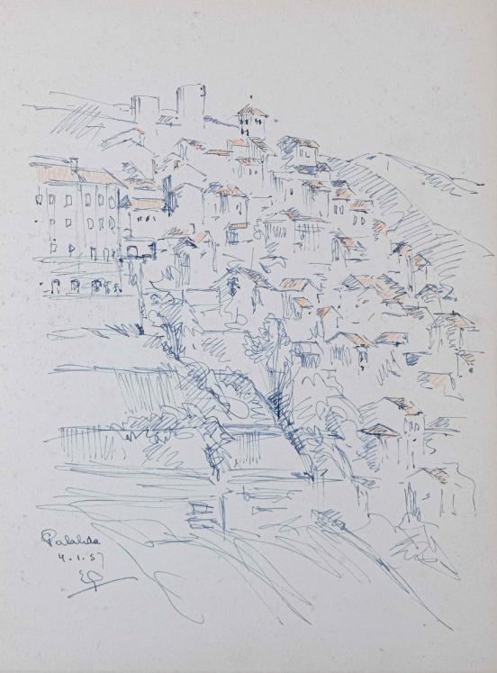 Etienne GAUDET - Original drawing - Ink - Palalda, Amélie-les-Bains