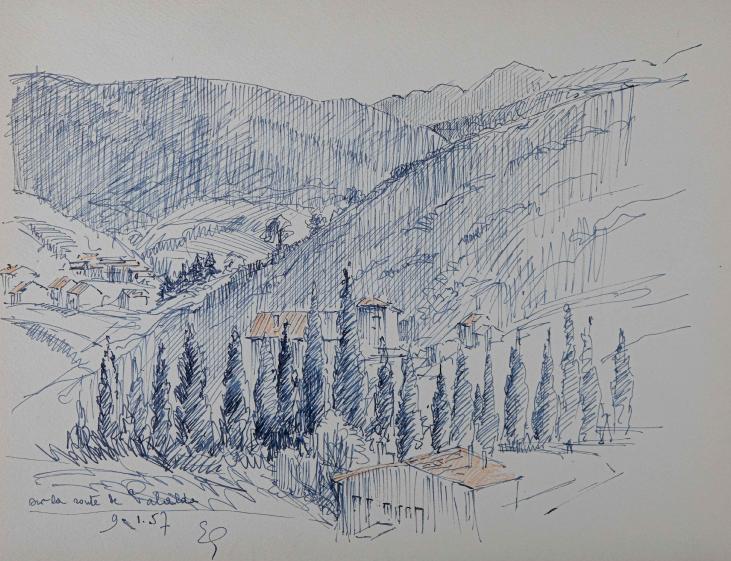 Etienne GAUDET - Original drawing - Ink - Palalda, Amélie-les-Bains 2
