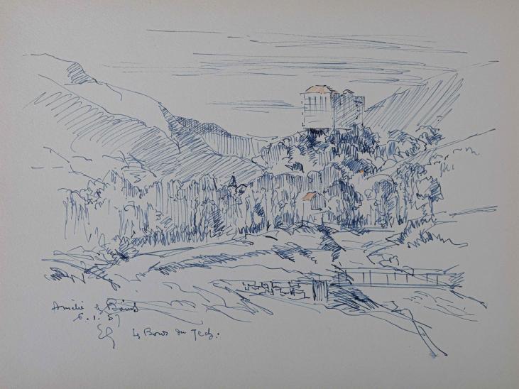 Etienne GAUDET - Original drawing - Ink - Amélie-les-Bains