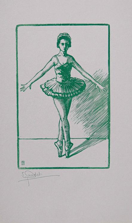 Etienne GAUDET - Print - Engraved wood - Green dancer