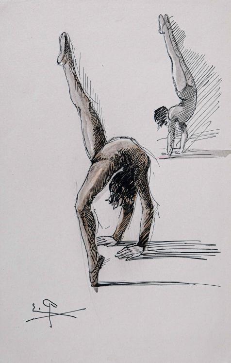 Etienne GAUDET - Original drawing - Ink - Dancer 12