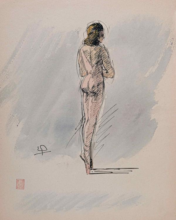 Etienne GAUDET - Original drawing - Ink - Nude