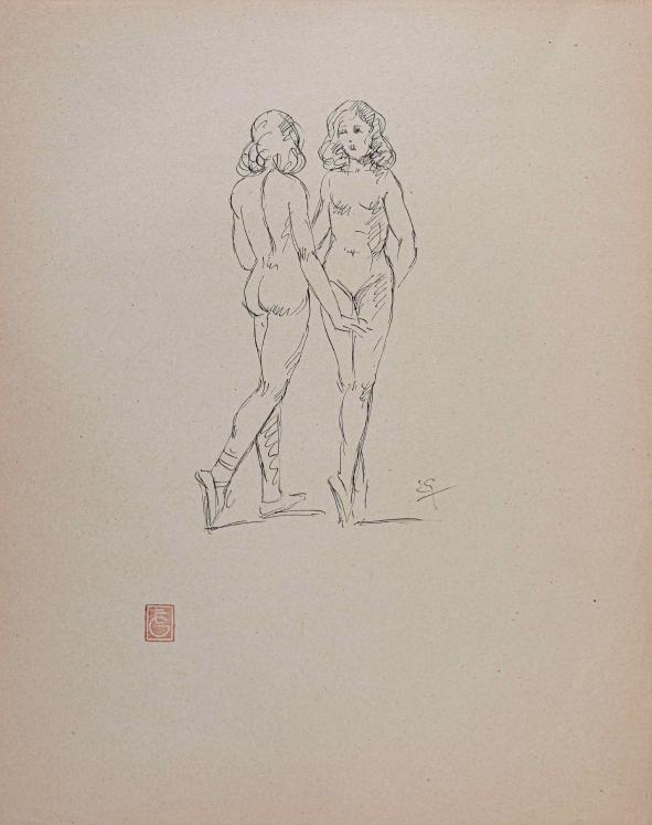 Etienne GAUDET - Original drawing - Ink - Nude 3