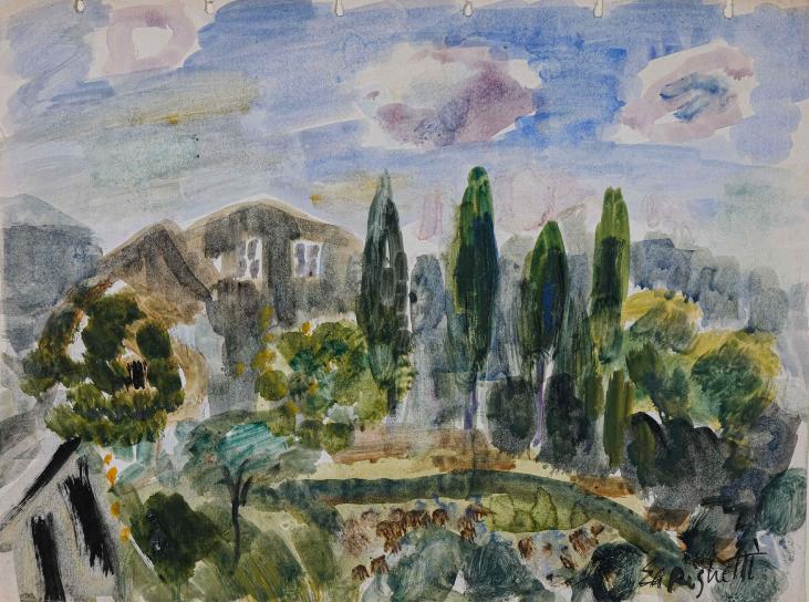 Edouard RIGHETTI  - Original painting - Watercolour - Landscape of Hérault