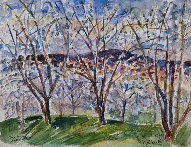 Edouard RIGHETTI  - Original painting - Watercolour - Spring in Sanoin