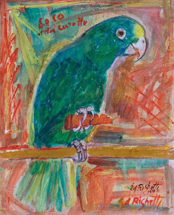 Edouard RIGHETTI  - Original painting - Gouache - Parrot 2