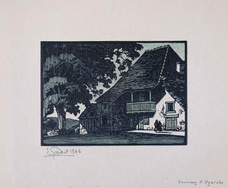 Etienne GAUDET - Original Print - Engraved wood - House in Corrèze