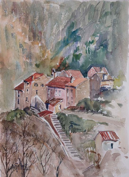 Etienne GAUDET - Original painting - Watercolor - Amélie les bains