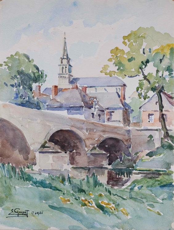 Etienne GAUDET - Original painting - Watercolor - Candé, Val de Loire