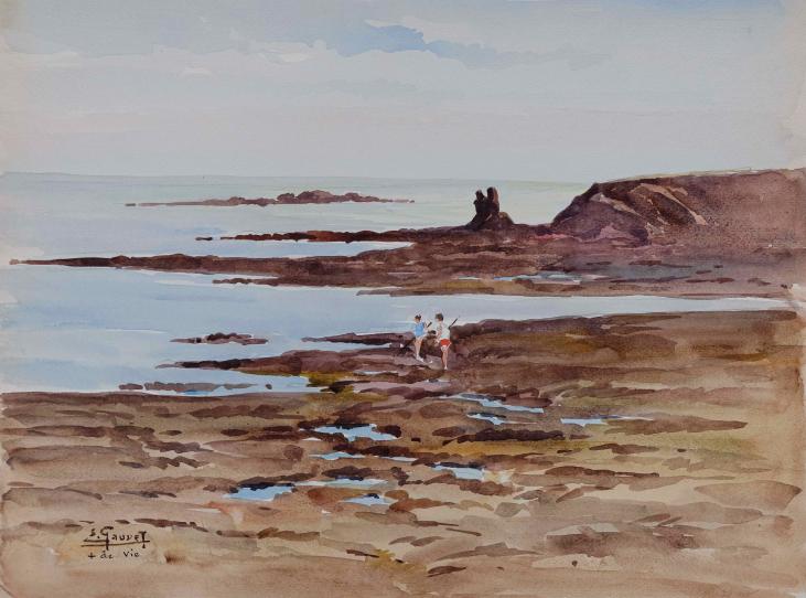 4Etienne GAUDET - Original painting - Watercolor - Fishing in Croix de vie