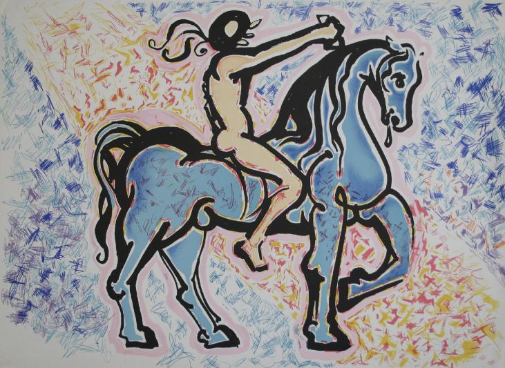 Salvador DALI - Original print - Lithograph - Human Jungle - The rider