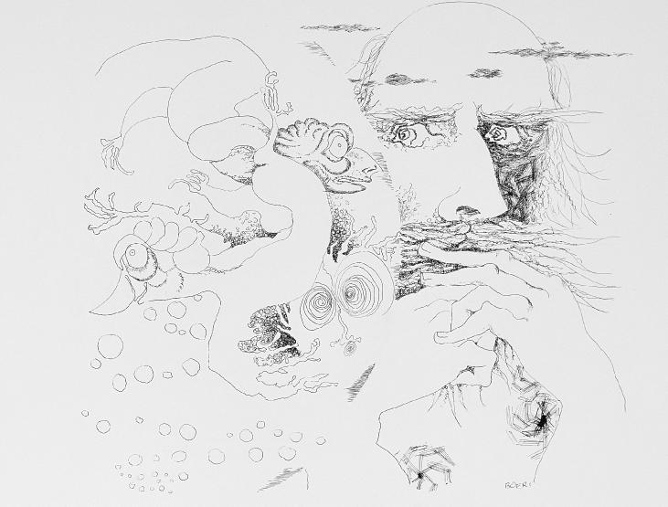 Jacques BOÉRI - Original drawing - Ink - The thinker