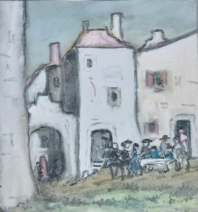 Armel DE WISMES - Original Painting - Watercolor - The banquet